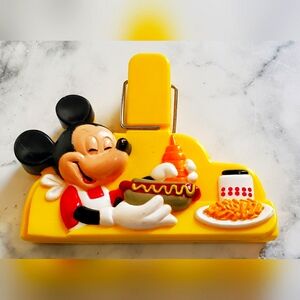 Vintage 1990 Disney 3D Chef Mickey Mouse Hot Dog Food Yellow Bag Picnic Clip